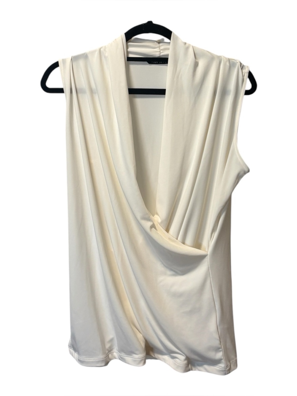 Iman Sleeveless Draped V-Neck Top - Cream
